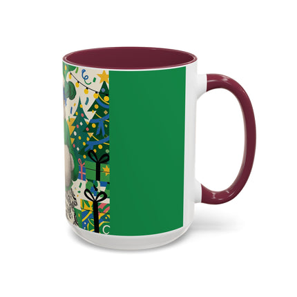 🍀🎄 The Emerald Holly Christmas Colorful Mug – Art Deco Holiday Elegance