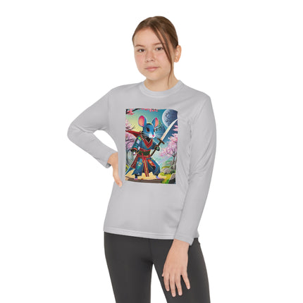 Cyber Samurai Rat Youth Long Sleeve Competitor Tee – Neon Warriors & Futuristic Adventure