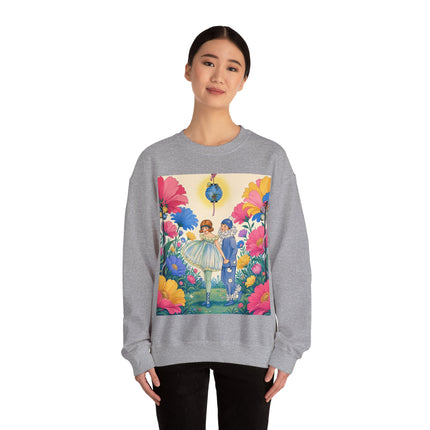 🌸🏮 The Lantern Garden Stroll Crewneck Sweatshirt – Art Deco Floral Whimsy