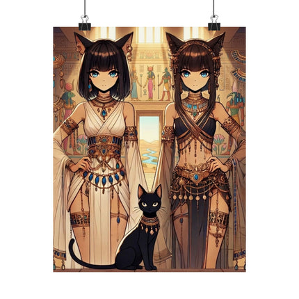 🐱🏛️ Egyptian Priestess Cats Matte Vertical Poster – Temple Guardians & Ancient Grace