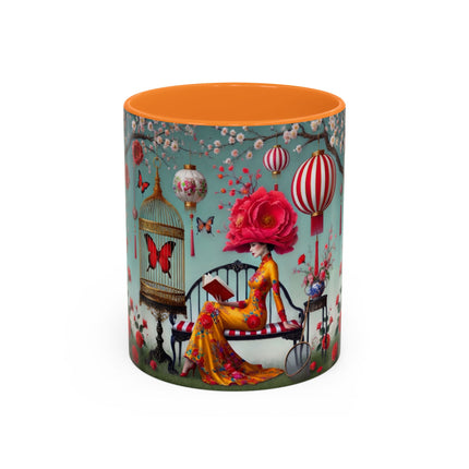 Reading in a Painted Garden Colorful Mugs (11oz, 15oz)
