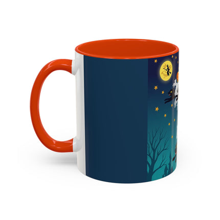 🐈‍⬛🎃 The Flying Black Cats Of Halloween Colorful Mug – Whimsical Storybook Charm