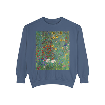 Farm Garden with Sunflowers by Gustav Klimt Unisex Garment-Dyed Sweatshirt