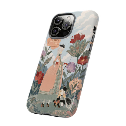 🌹🐈 The Lady And Puss In Boots Phone Case – Art Deco Floral Whimsy