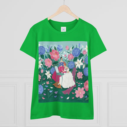 💎🌸 The Lady Of The Jeweled Garden Cotton Tee – Art Deco Floral Elegance