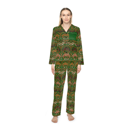 Japanese Fan Pattern by G.A. Audsley Women's Satin Pajamas (AOP)