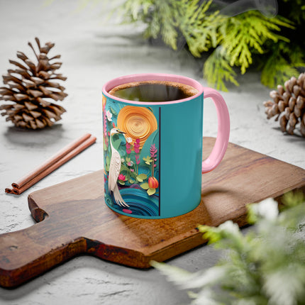 Elegant Egret Oasis Colorful Mugs (11oz, 15oz)