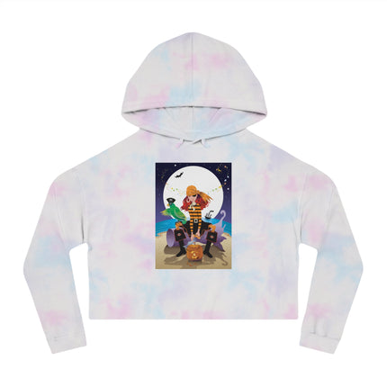 Moonlit Pirate Halloween Women’s Cropped Hooded Sweatshirt