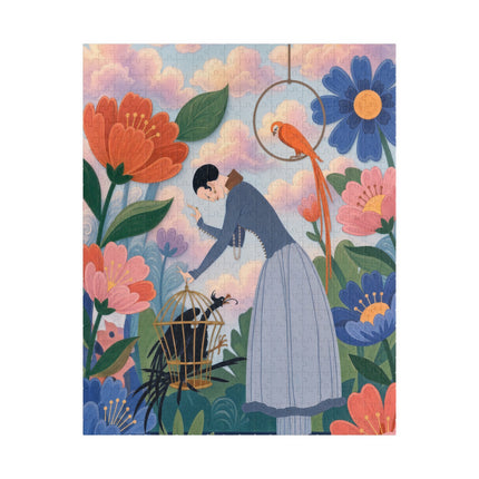 🦜🌺 The Lady Of The Garden Aviary Puzzle – Art Deco Floral Whimsy