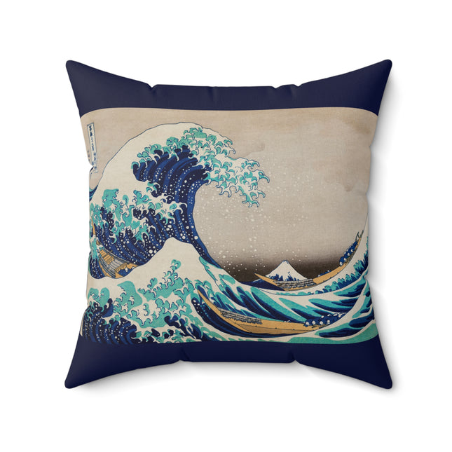 The Great Wave off Kanagawa by Katsushika Hokusai Spun Polyester Square Pillow