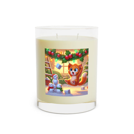 Naughty or Nice Kitten Christmas Scented Candle - Full Glass, 11oz