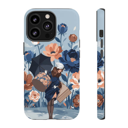 ☂️🌺 The Lady Of The Traveling Garden Phone Case – Art Deco Floral Adventure