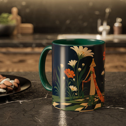 🌼🧡 The Midnight Floral Masquerade Colorful Mug – Art Deco Fashion Fantasy