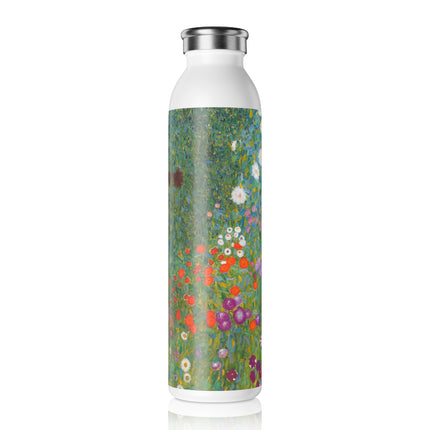 Cottage Garden by Gustav Klimt Slim Water Bottle