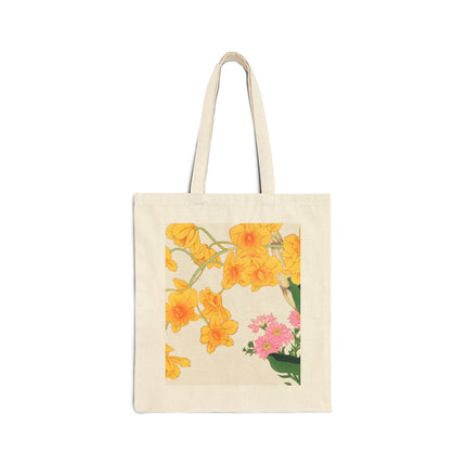 Golden Bow Orchid by Tanigami Kônan Cotton Canvas Tote Bag