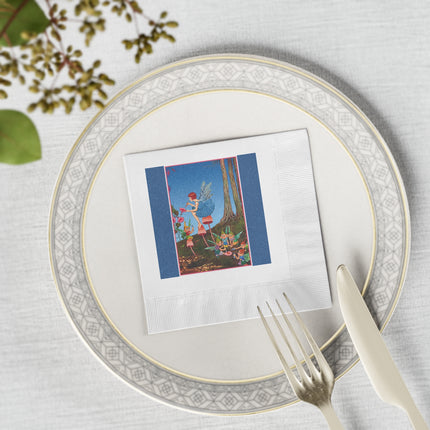 Periwinkle Painting the Petals by Ida Outhwaite White Coined Napkins