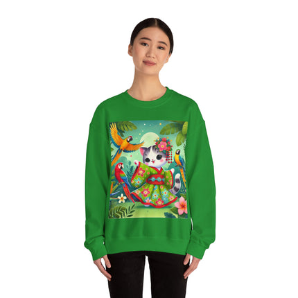 Parrot Dance of the Geisha Kitten Heavy Blend™ Crewneck Sweatshirt