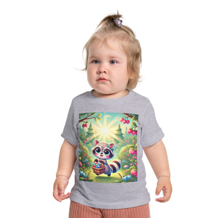 Raccoon’s Berry Basket Baby T-Shirt – Sweet Woodland Charm & Sunny Adventures