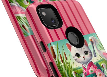 Geisha Kitten Strolls Among the Spoonbills Phone Cases