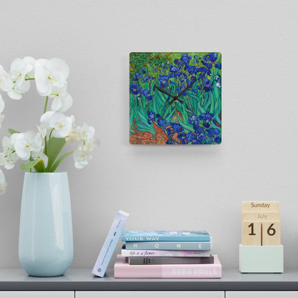 Irises by Vincent Van Gogh Acrylic Wall Clock, Round and Square