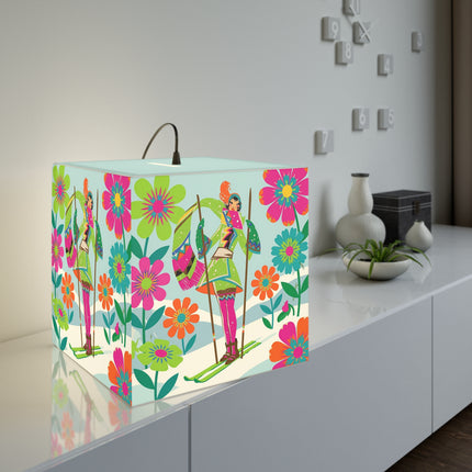 🎿🌸 The Winter Flower Adventurer Light Cube Lamp – Colorful Ski Fantasy