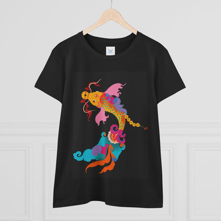 Golden Koi Women's Midweight Cotton Tee – Prosperity & Vibrant Energy