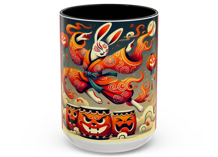 Jack-O’-Lantern Drums & The Kabuki Rabbit Colorful Mugs (11oz, 15oz)