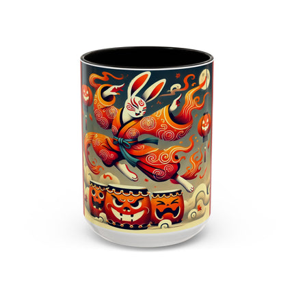 Jack-O’-Lantern Drums & The Kabuki Rabbit Colorful Mugs (11oz, 15oz)