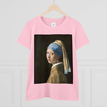 Girl with a Pearl Earring by Johannes Vermeer Women's Midweight Cotton Tee