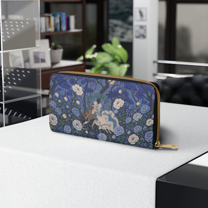 🌙💙 The Moonlit Blue Blossom Romance Wallet – Art Deco Floral Fantasy