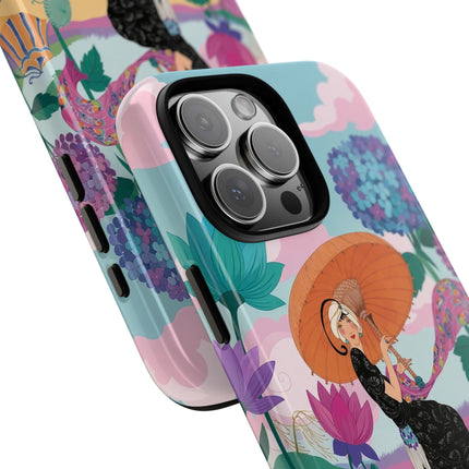 🌊☂️ The Lady Of The Flowered Seashore Phone Case – Art Deco Seaside Fashion
