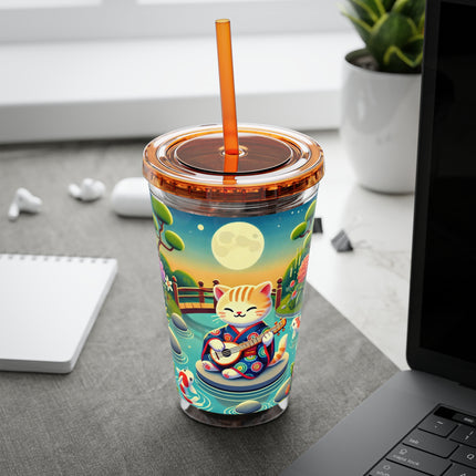Melodic Kitten by the Koi Pond Sunsplash Tumbler with Straw, 16oz