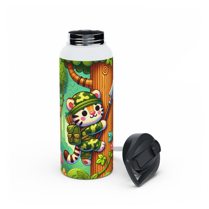 Stealthy Stripes Stainless Steel Water Bottle, Standard Lid