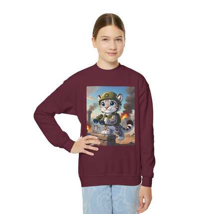 Snow Leopard Lookout Youth Crewneck Sweatshirt – Courage, Curiosity & High-Altitude Adventure