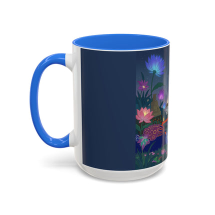 Moonlit Incense Ceremony Colorful Mugs – Art Deco Meditation Garden
