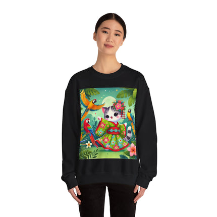 Parrot Dance of the Geisha Kitten Heavy Blend™ Crewneck Sweatshirt