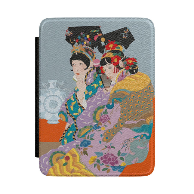 Two Geishas in Peacock Kimonos Kindle Case – Timeless Elegance & Sisterly Grace