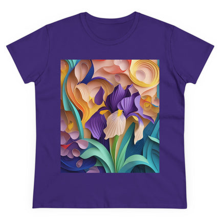 The Elegant Iris Flower Women's Midweight Cotton Tee