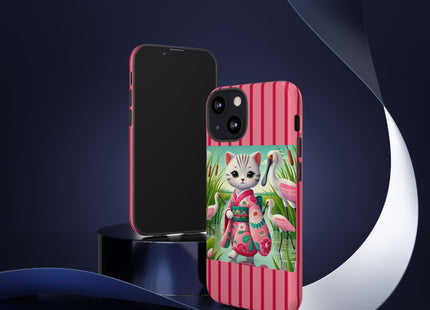 Geisha Kitten Strolls Among the Spoonbills Phone Cases