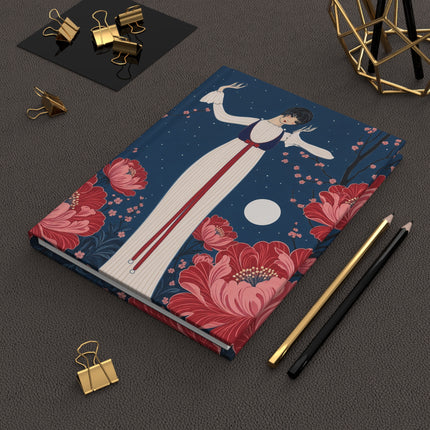 🌸🌙 The Moonlit Blossom Serenade Hardcover Journal – Art Deco Floral Romance