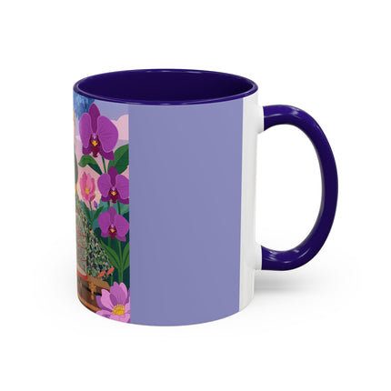 The Lady And The Crimson Birdcage Colorful Mugs – Art Deco Tropical Garden Elegance
