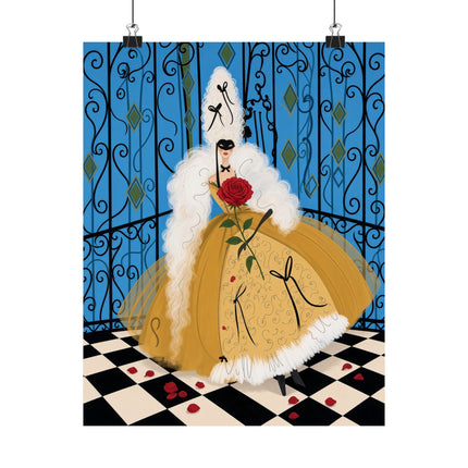 🎭🌹 The Lady Of The Masquerade Rose Matte Vertical Poster – Art Deco Fashion Whimsy