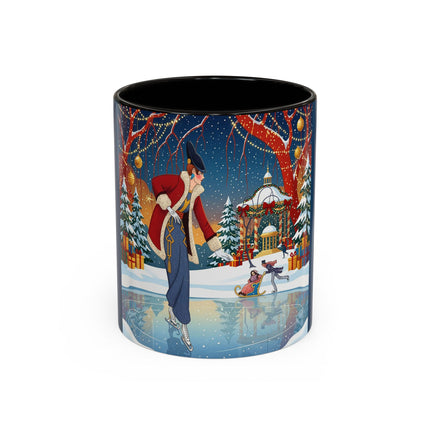 ⛸️🎄 The Christmas Skating Pavilion Colorful Mug – Art Deco Holiday Fantasy