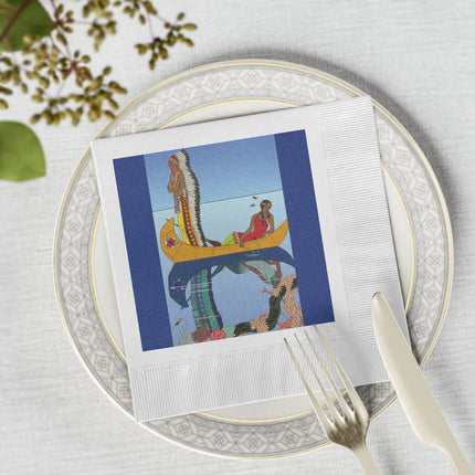Le long du Missouri by George Barbier White Coined Napkins