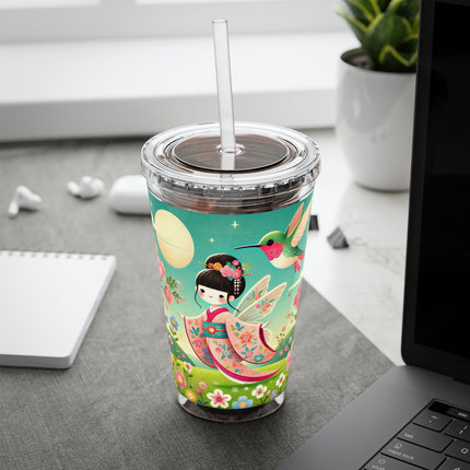 Geisha Fairy and the Hummingbird Blossom Sunsplash Tumbler with Straw, 16oz