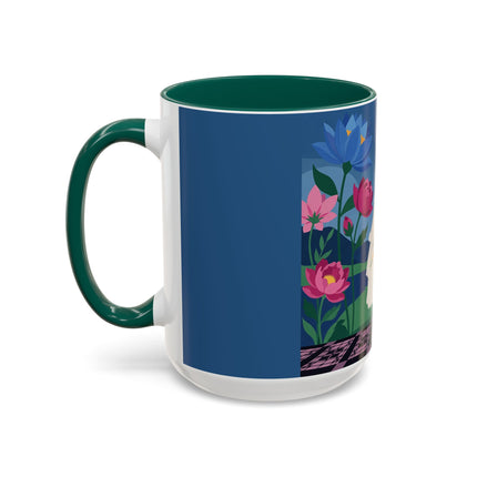 The Lady Of The Golden Parasol Colorful Mugs – Art Deco Botanical Elegance
