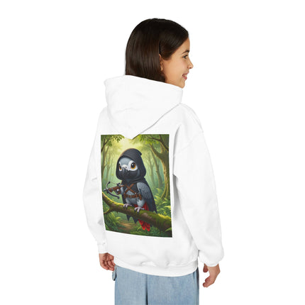The African Grey Sentinel Youth Hooded Sweatshirt – Quiet Strength & Woodland Adventure