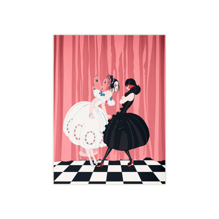 🎭🖤 The Masquerade Secret Ceramic Tile – Art Deco Fashion Whimsy