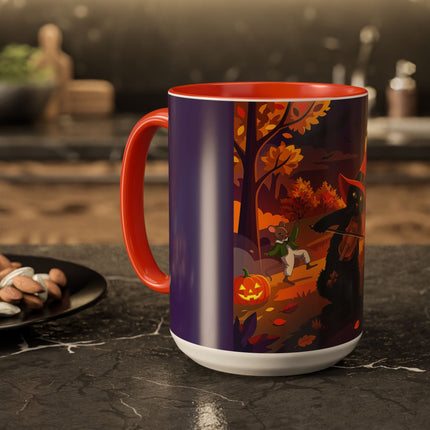 🐈‍⬛🎻 The Black Cat's Moonlit Melody Colorful Mug – Whimsical Halloween Music