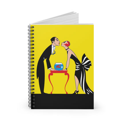 A Moment of Elegance: A Passionate Embrace Amidst Golden Splendor Spiral Notebook - Ruled Line